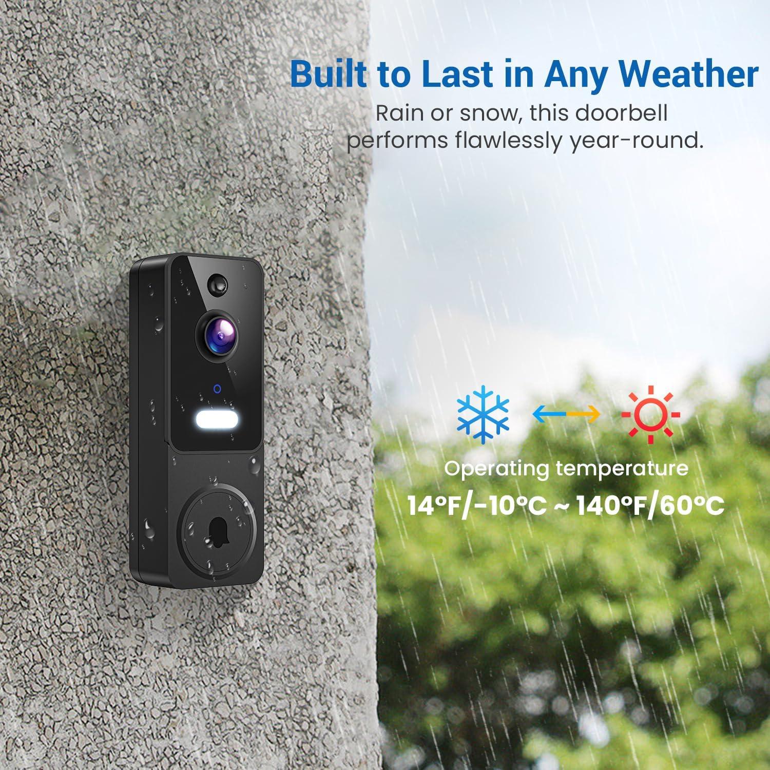 Cámara de Timbre de Video Inalámbrica ClipBlur 1080p con IA