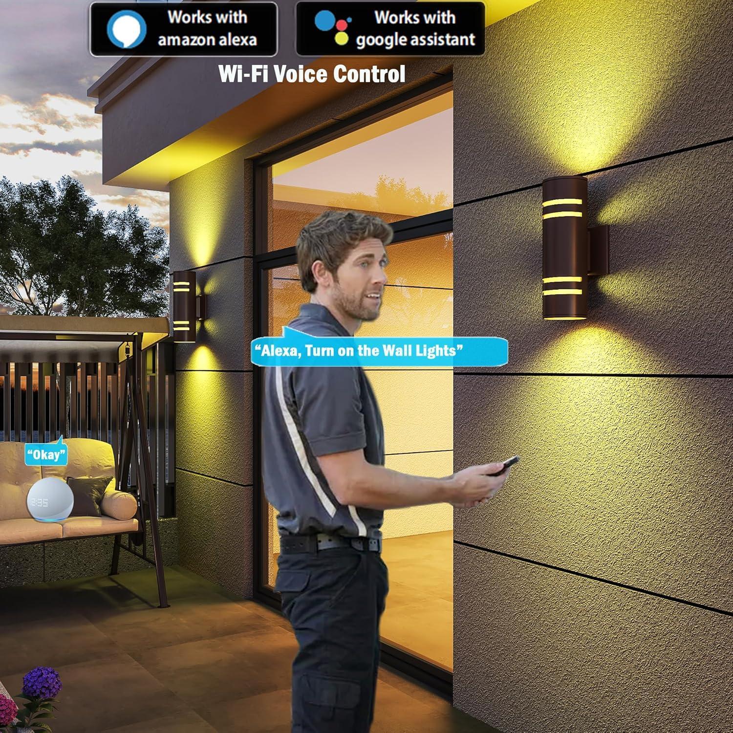 Luces de Pared Exteriores Inteligentes Rosykite 33cm RGB 2700K-6500K