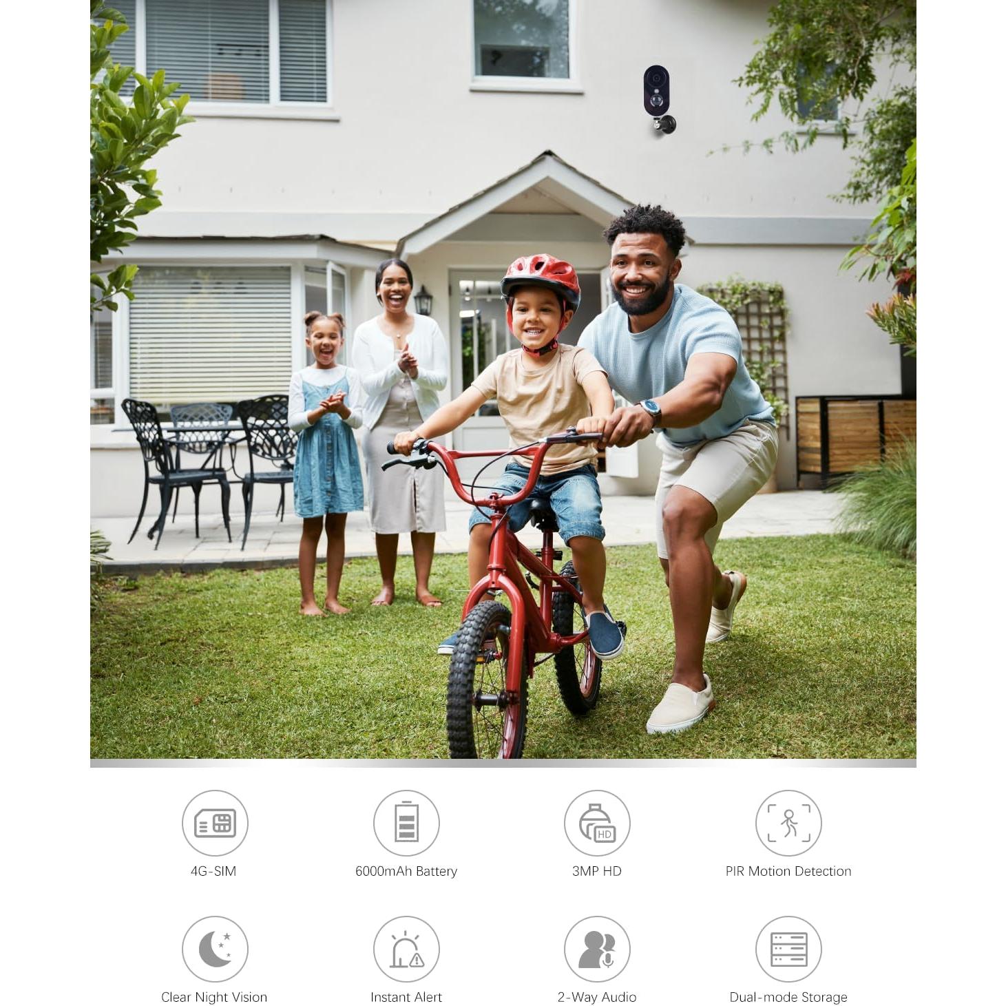 Cámara de Seguridad Celular Xega 4G Interior 2K IP66