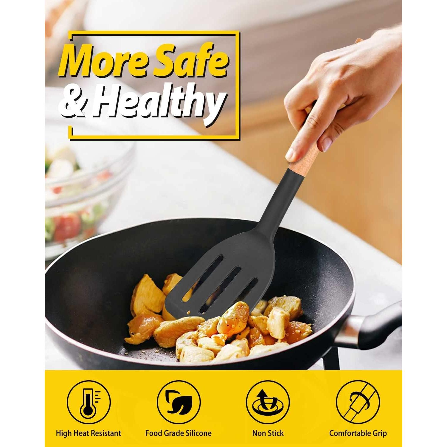 Juego de 2 Espátulas de Silicona BUNDLEPRO - Mango de Madera