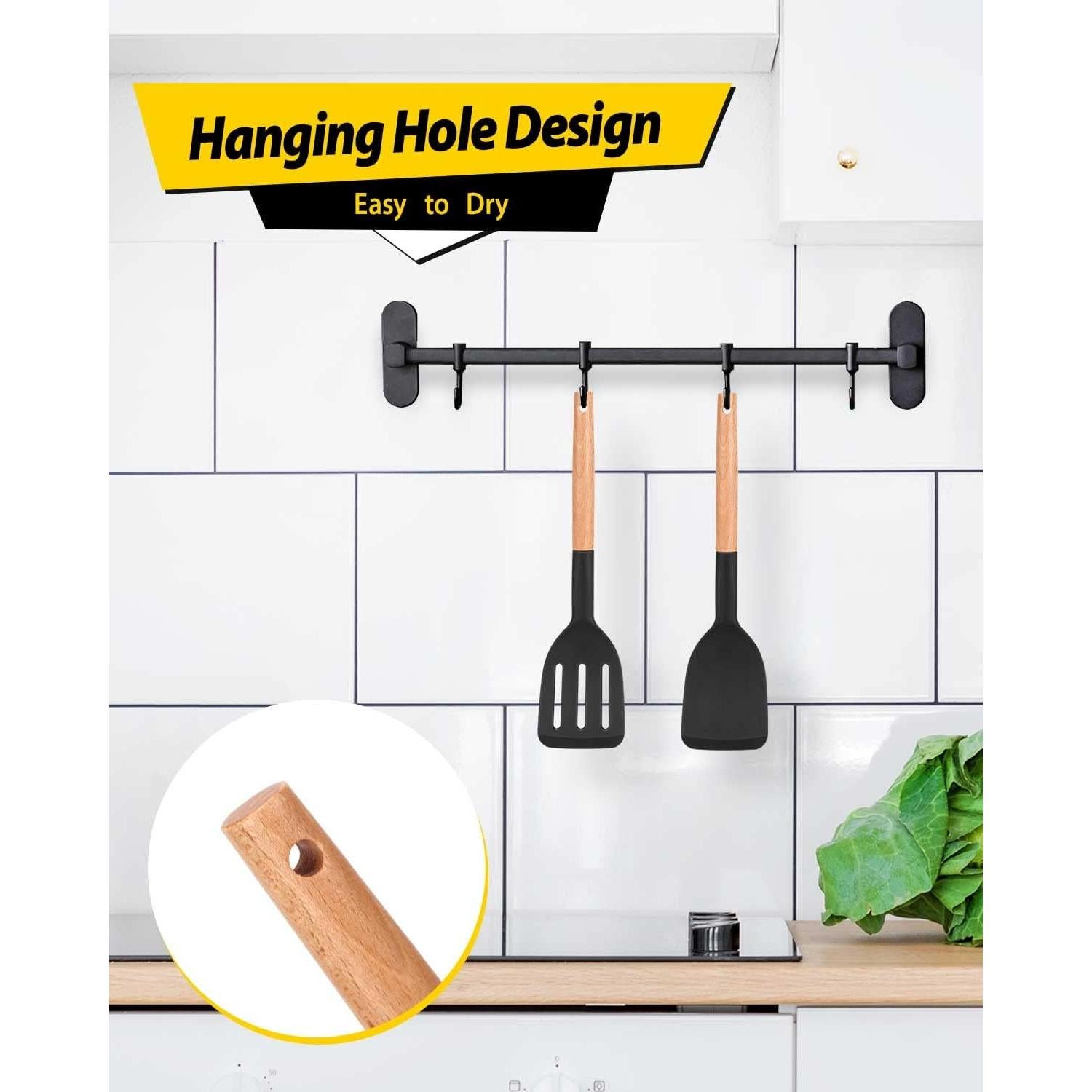 Juego de 2 Espátulas de Silicona BUNDLEPRO - Mango de Madera