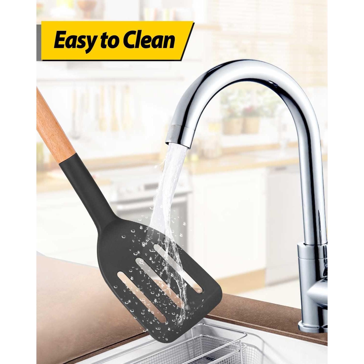 Juego de 2 Espátulas de Silicona BUNDLEPRO - Mango de Madera