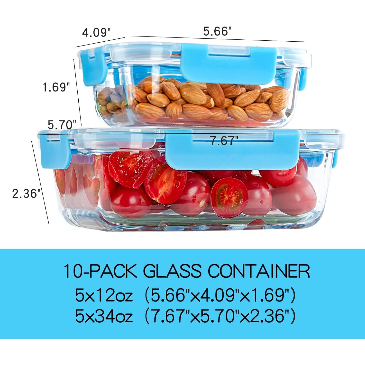 Contenedores de Almacenamiento de Vidrio UMEIED 10 Piezas 1.01L