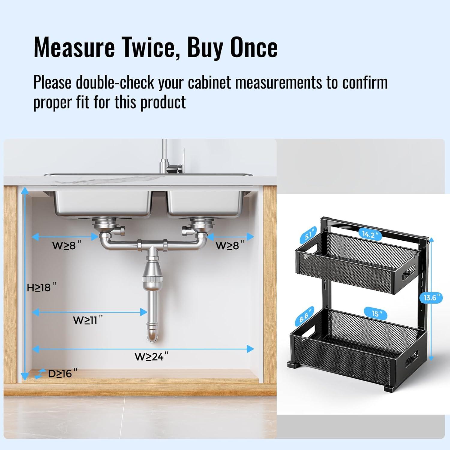 Organizador Bajo Fregadero TISTAYA E12H 2 Estantes Ajustables
