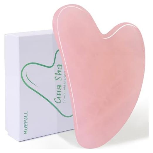 Herramienta Gua Sha Facial Huefull de Cuarzo Rosa 8x5cm