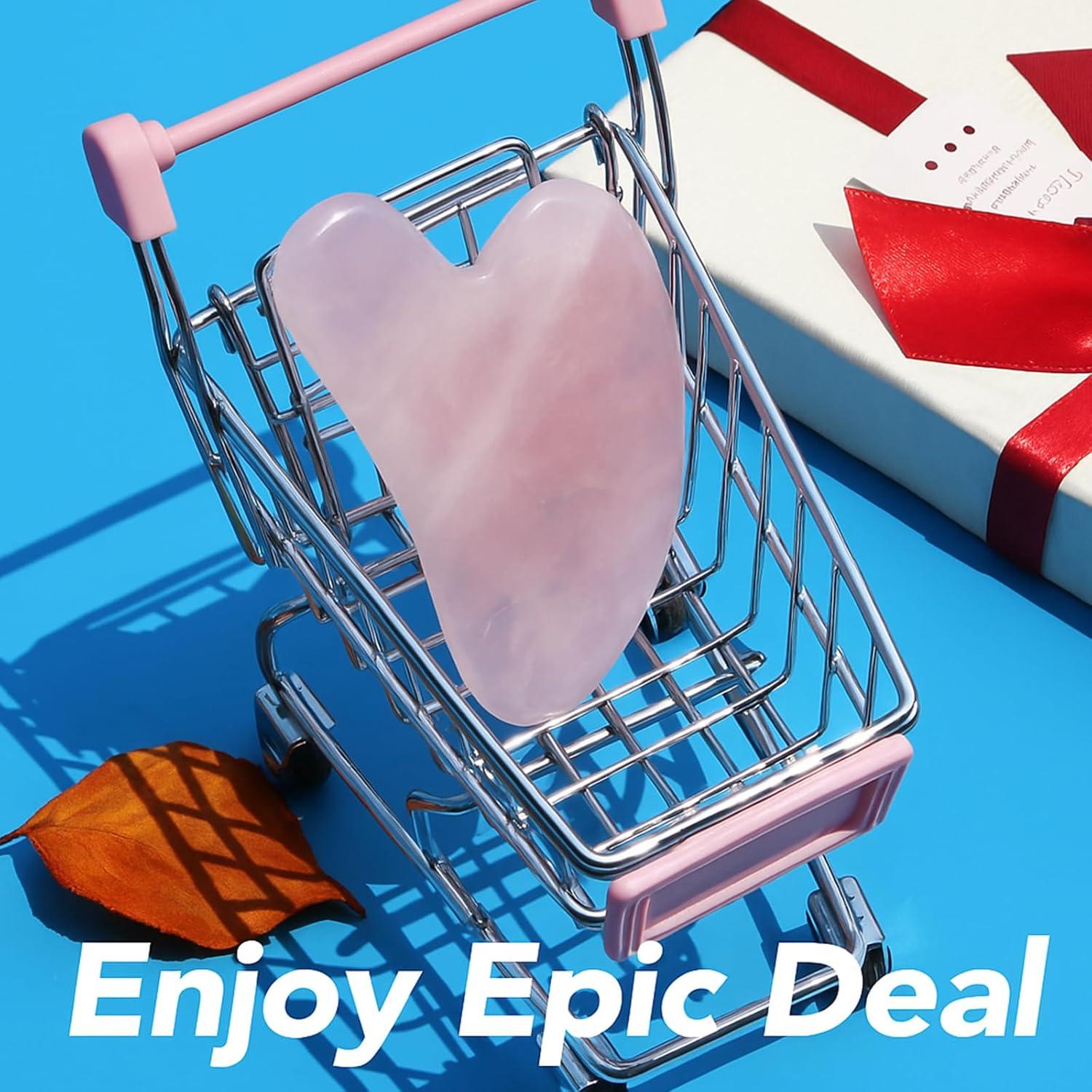 Herramienta Gua Sha Facial Huefull de Cuarzo Rosa 8x5cm