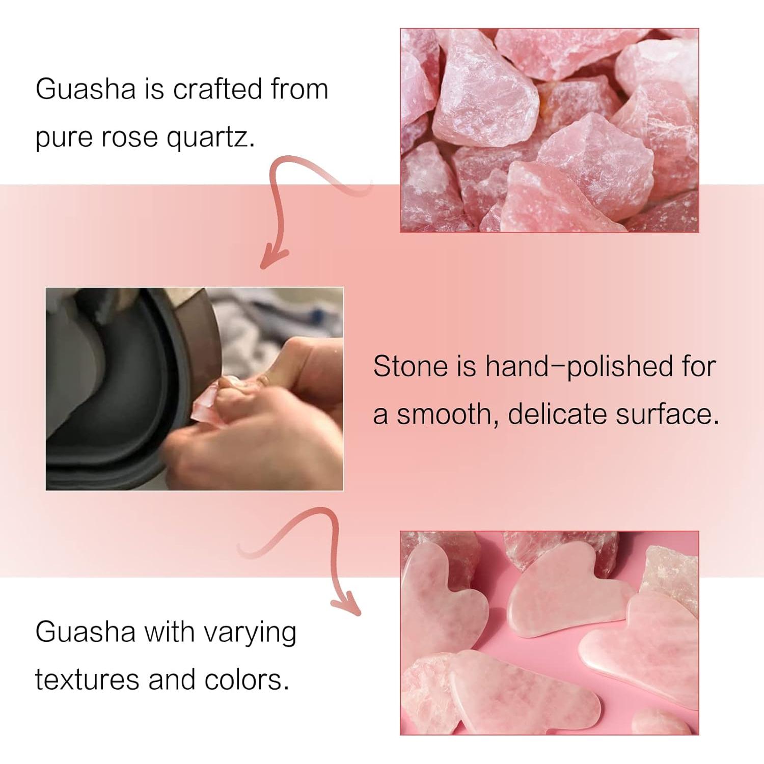 Herramienta Gua Sha Facial Huefull de Cuarzo Rosa 8x5cm