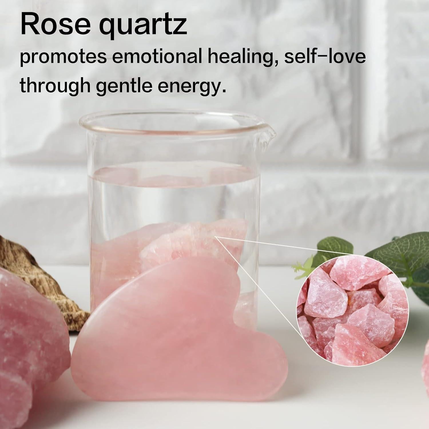 Herramienta Gua Sha Facial Huefull de Cuarzo Rosa 8x5cm