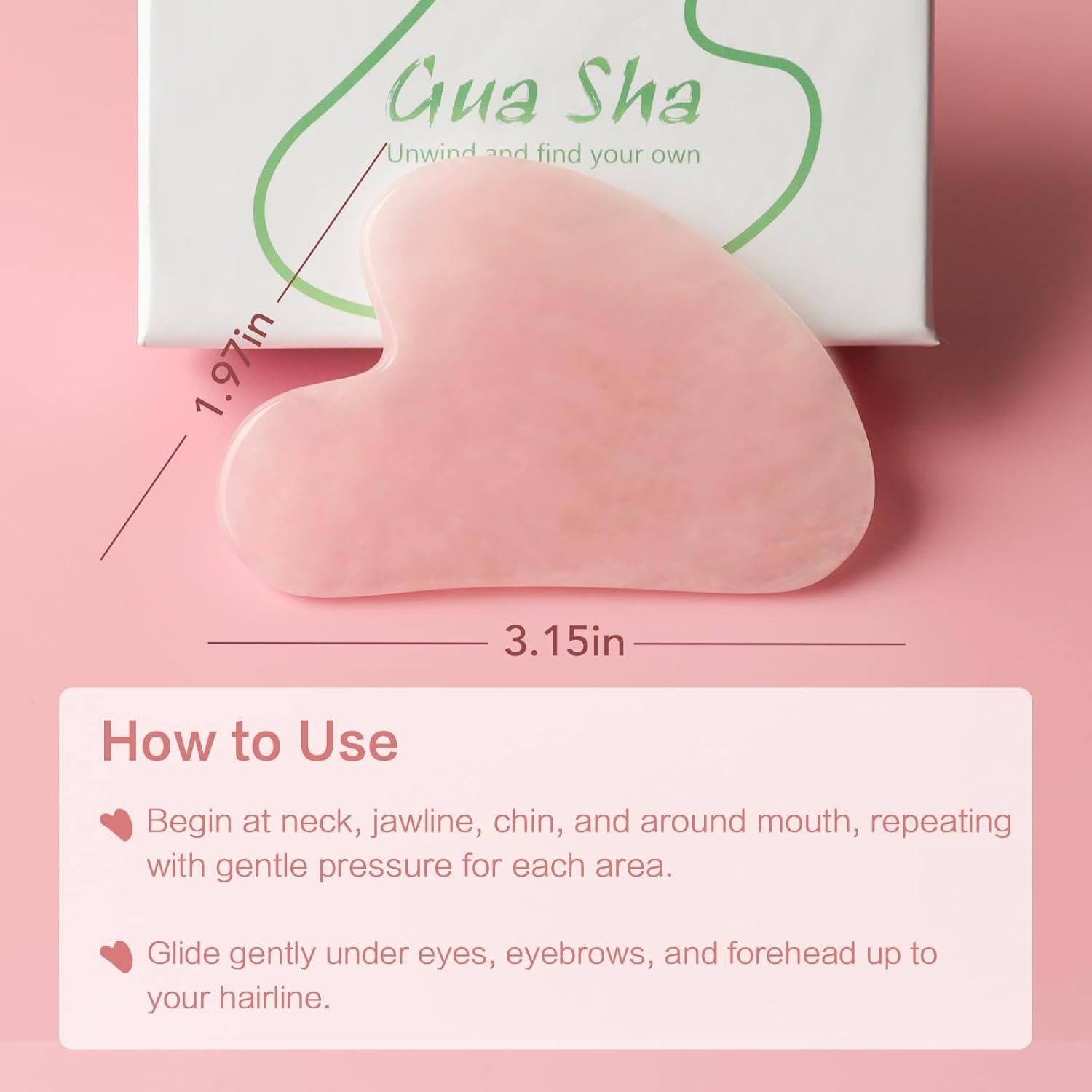 Herramienta Gua Sha Facial Huefull de Cuarzo Rosa 8x5cm