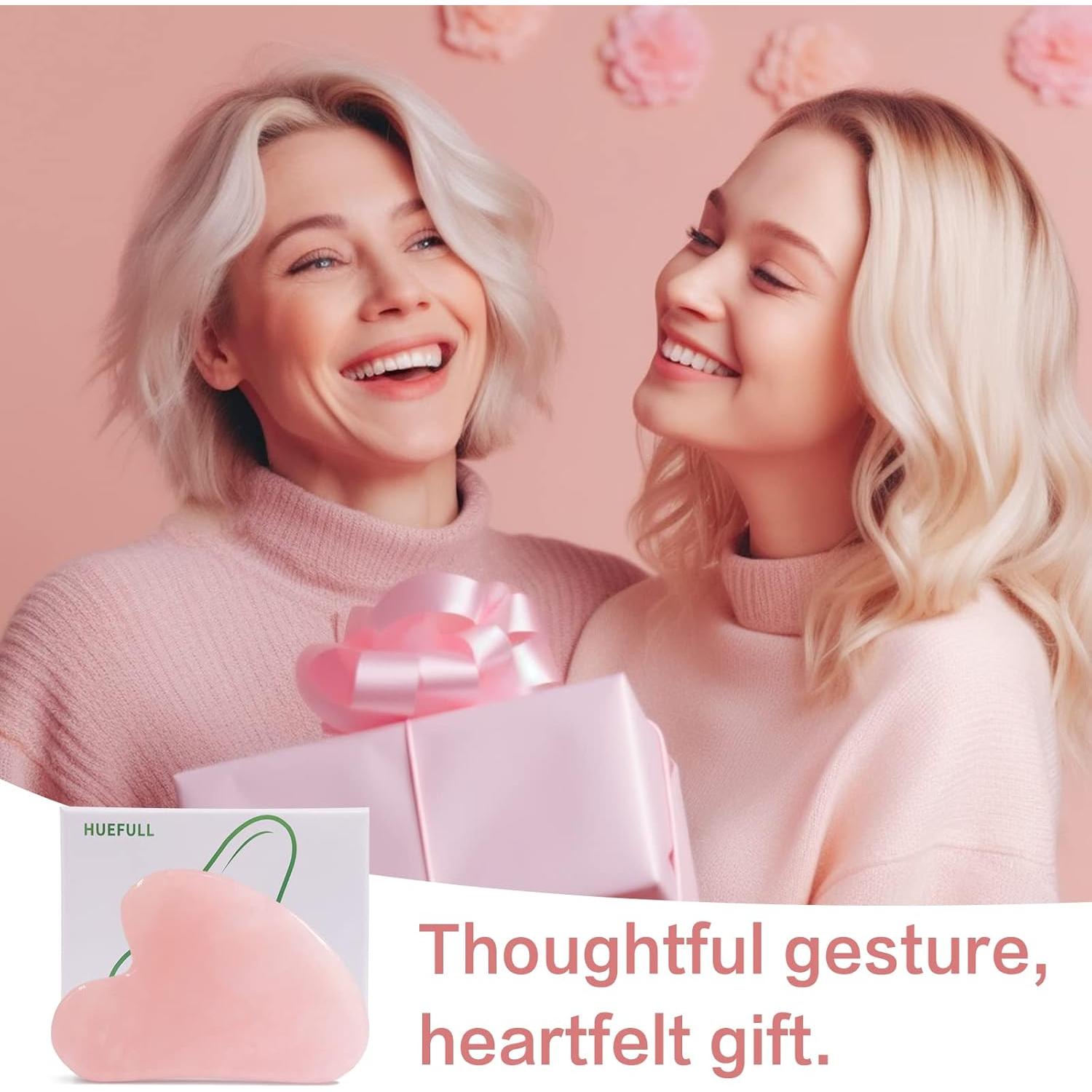 Herramienta Gua Sha Facial Huefull de Cuarzo Rosa 8x5cm