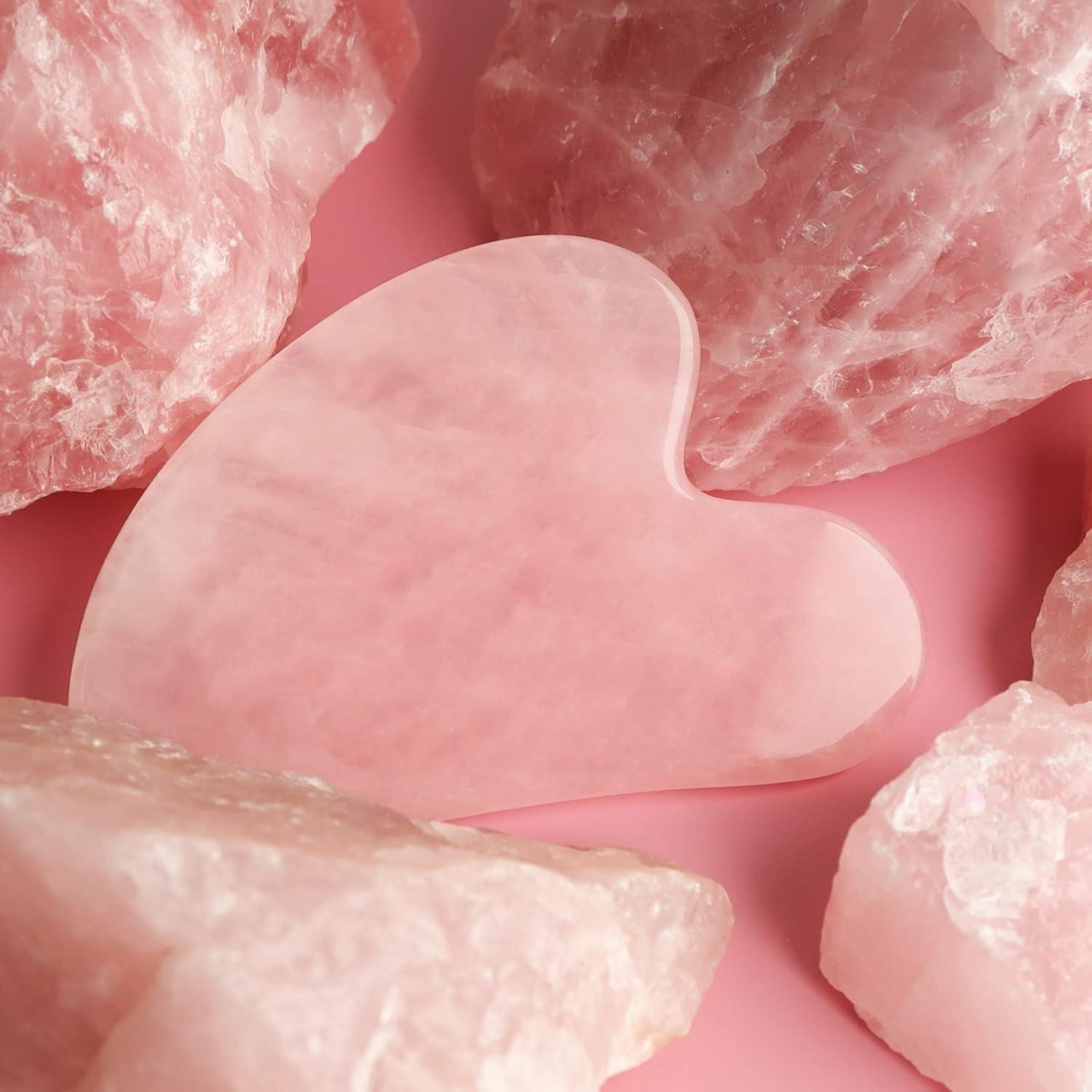 Herramienta Gua Sha Facial Huefull de Cuarzo Rosa 8x5cm