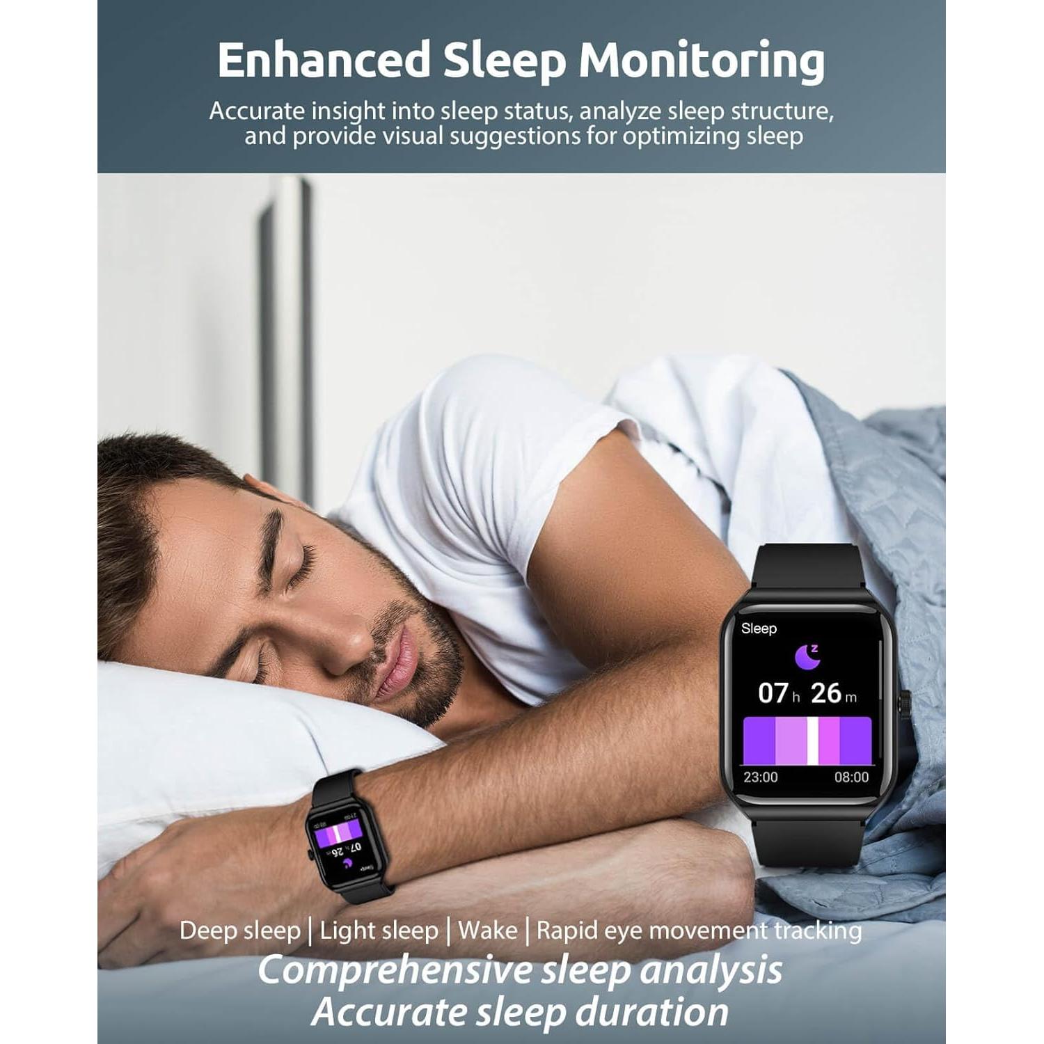 Smart Watch for Men Women with SOS Emergency Alert, 1.91" GPS Watcher with 100+ Sports Modes, Blood Pressure/Blood Oxygen/Heart Rate/Sleep Monitor, IP68 Waterproof Smartwatch for Android iOS