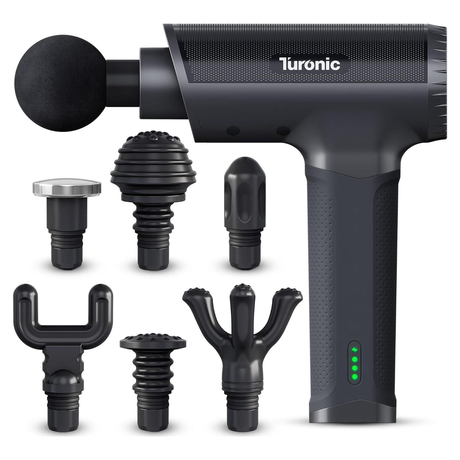 Pistola de Masaje Turonic GM5 - Inalámbrica, 20 Velocidades, 7 Cabezas
