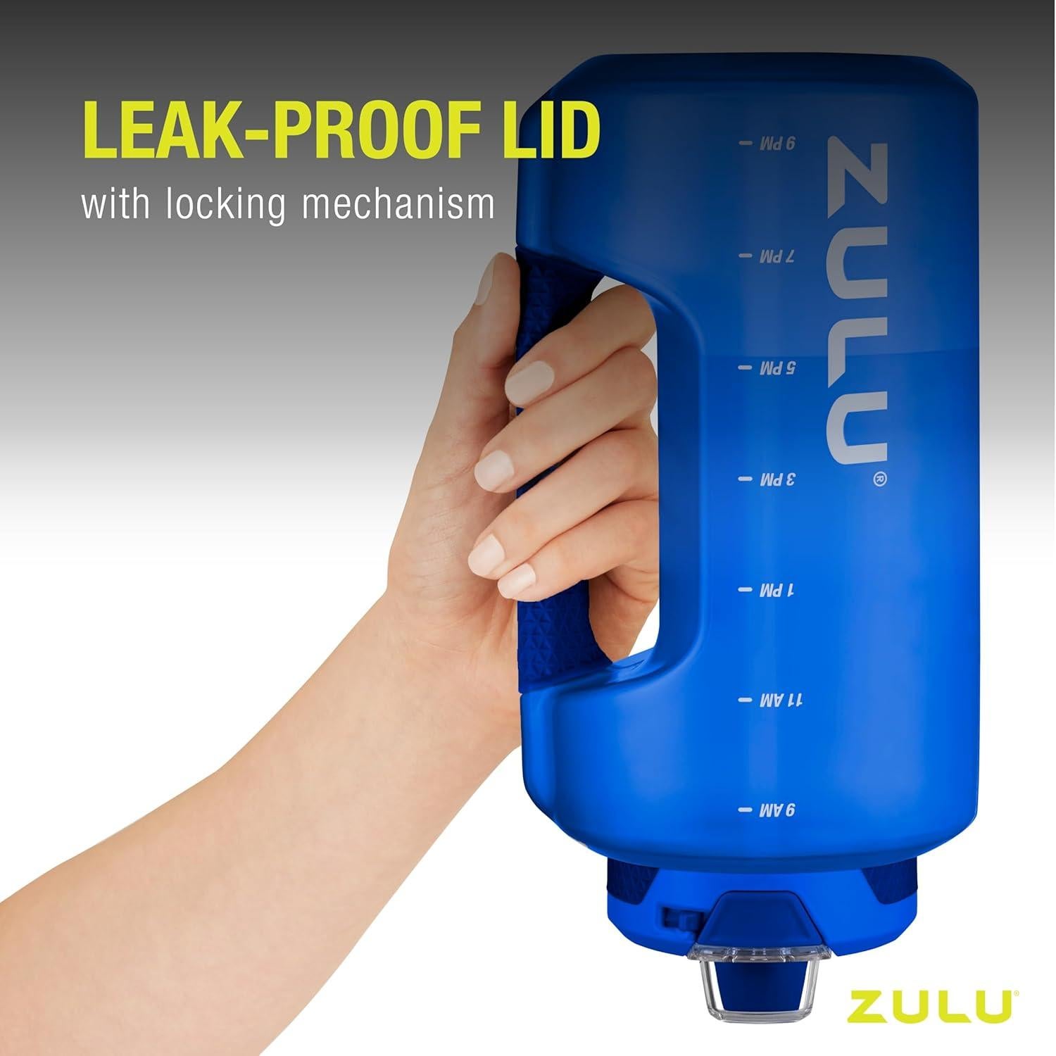 Botella de Agua ZULU Goals 1.89L con Pajilla y Marcador de Tiempo