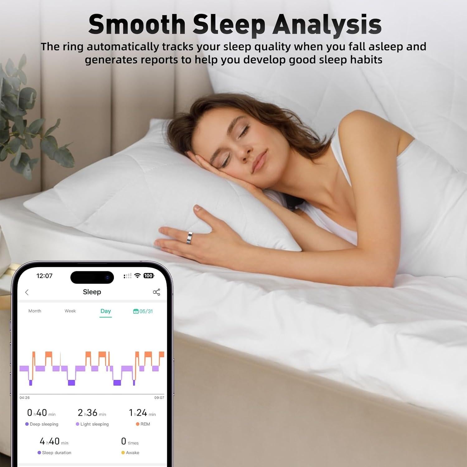 Anillo Inteligente SARUNN ER Monitoreo Salud IP68 Negro 7