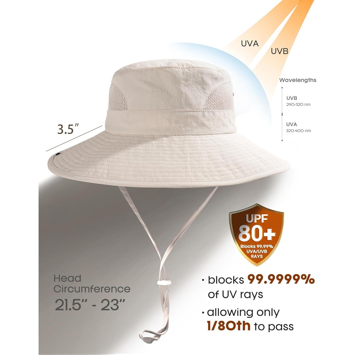 Sombrero de Sol FURTALK para Mujeres UPF 80+ Plegable Beige