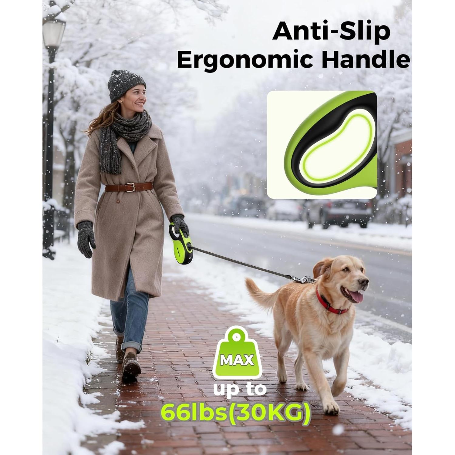 Correa de Perro Retráctil Pecute 5m con Luz LED y Agarre Antideslizante