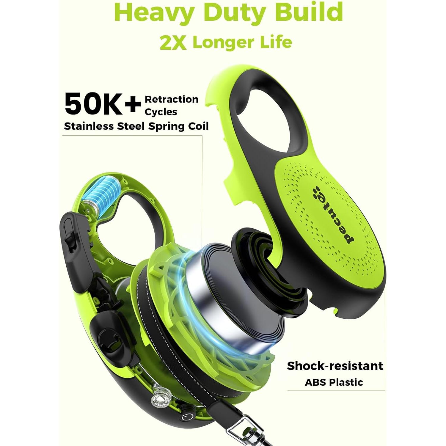 Correa de Perro Retráctil Pecute 5m con Luz LED y Agarre Antideslizante