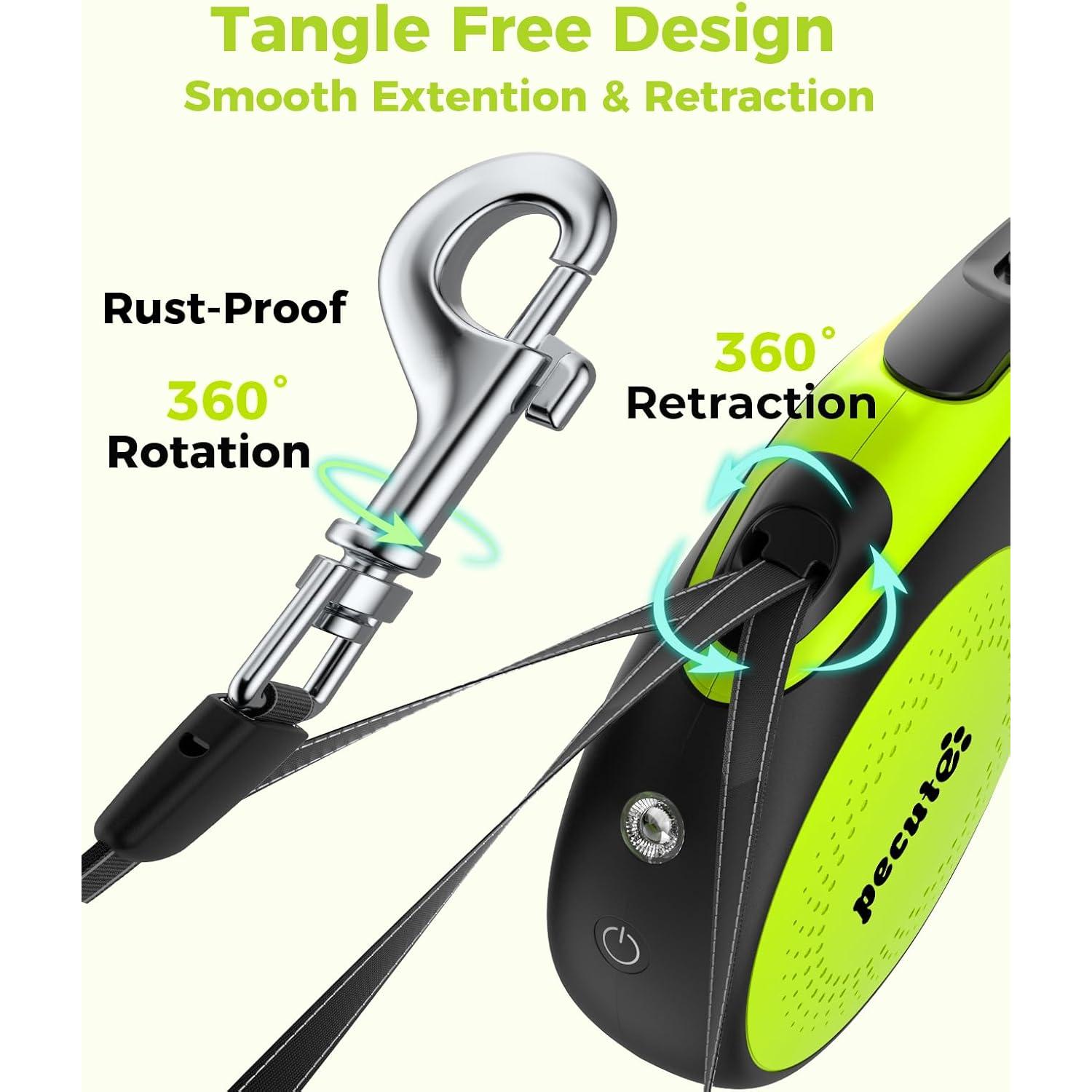 Correa de Perro Retráctil Pecute 5m con Luz LED y Agarre Antideslizante