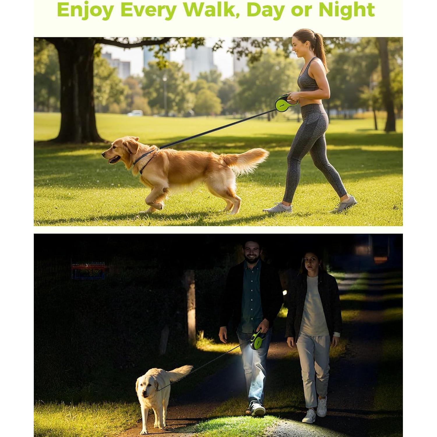 Correa de Perro Retráctil Pecute 5m con Luz LED y Agarre Antideslizante