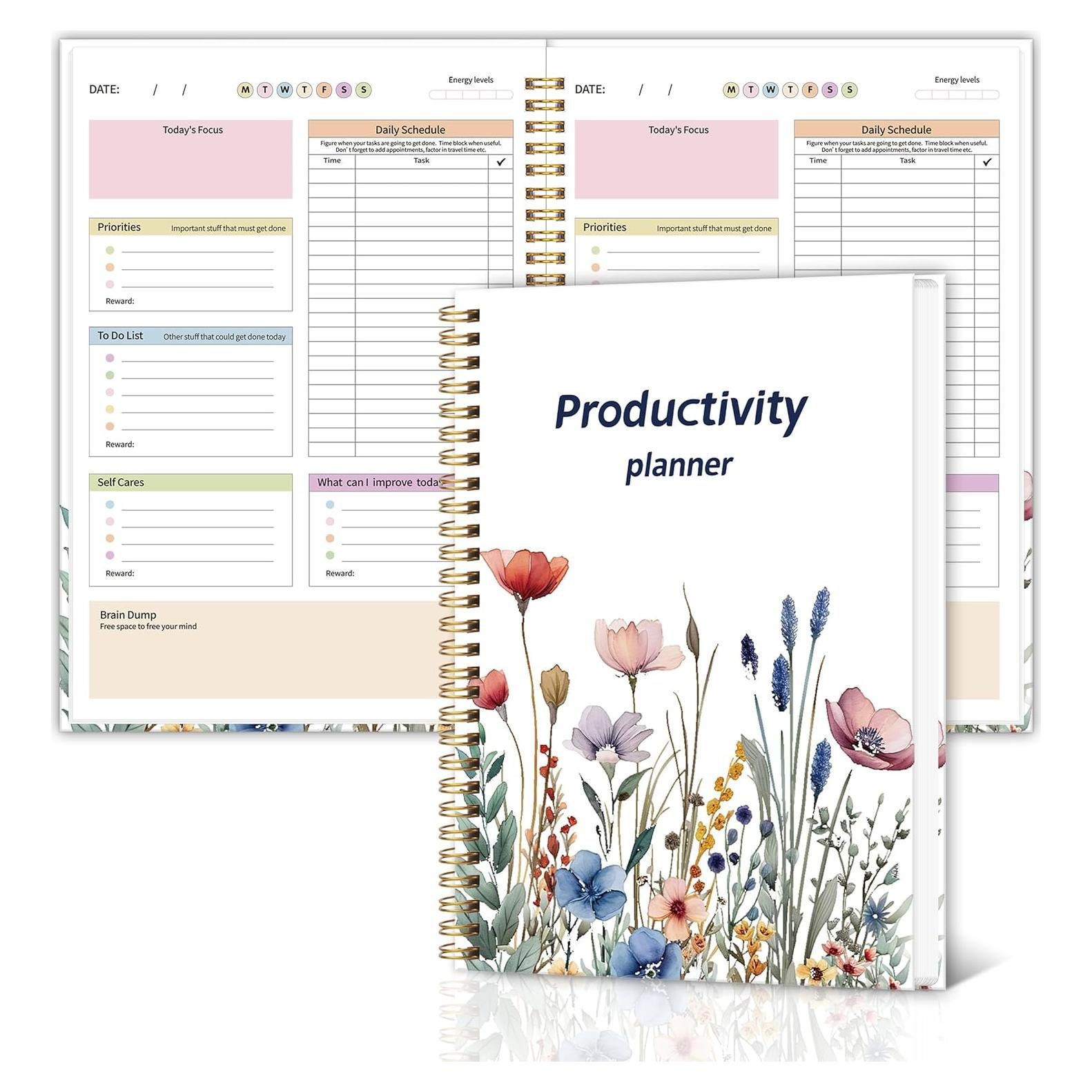 Planificador Diario No Fechado meDolove B5 Flores Azules