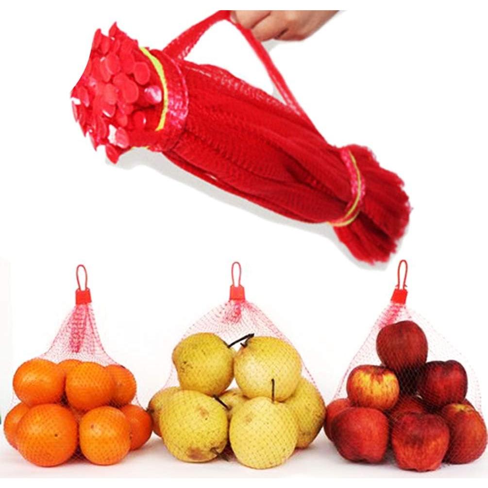 Paquete de 50 bolsas de red de nylon reutilizables 50.8 cm - Rojo