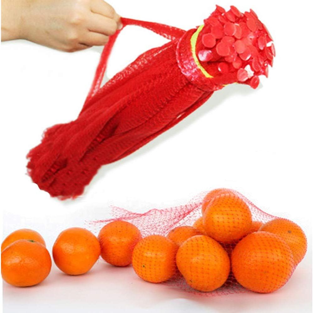 Paquete de 50 bolsas de red de nylon reutilizables 50.8 cm - Rojo