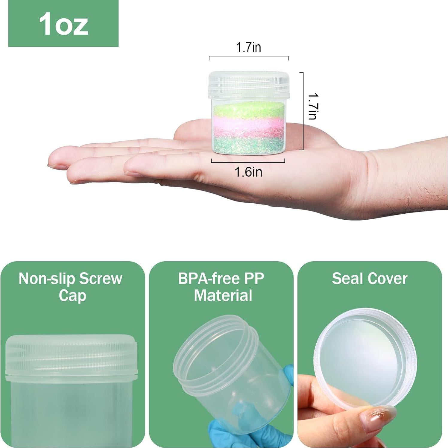 Tarros de Plástico Transparentes UMETASS 28.35g 4 Pcs A Prueba de Fugas