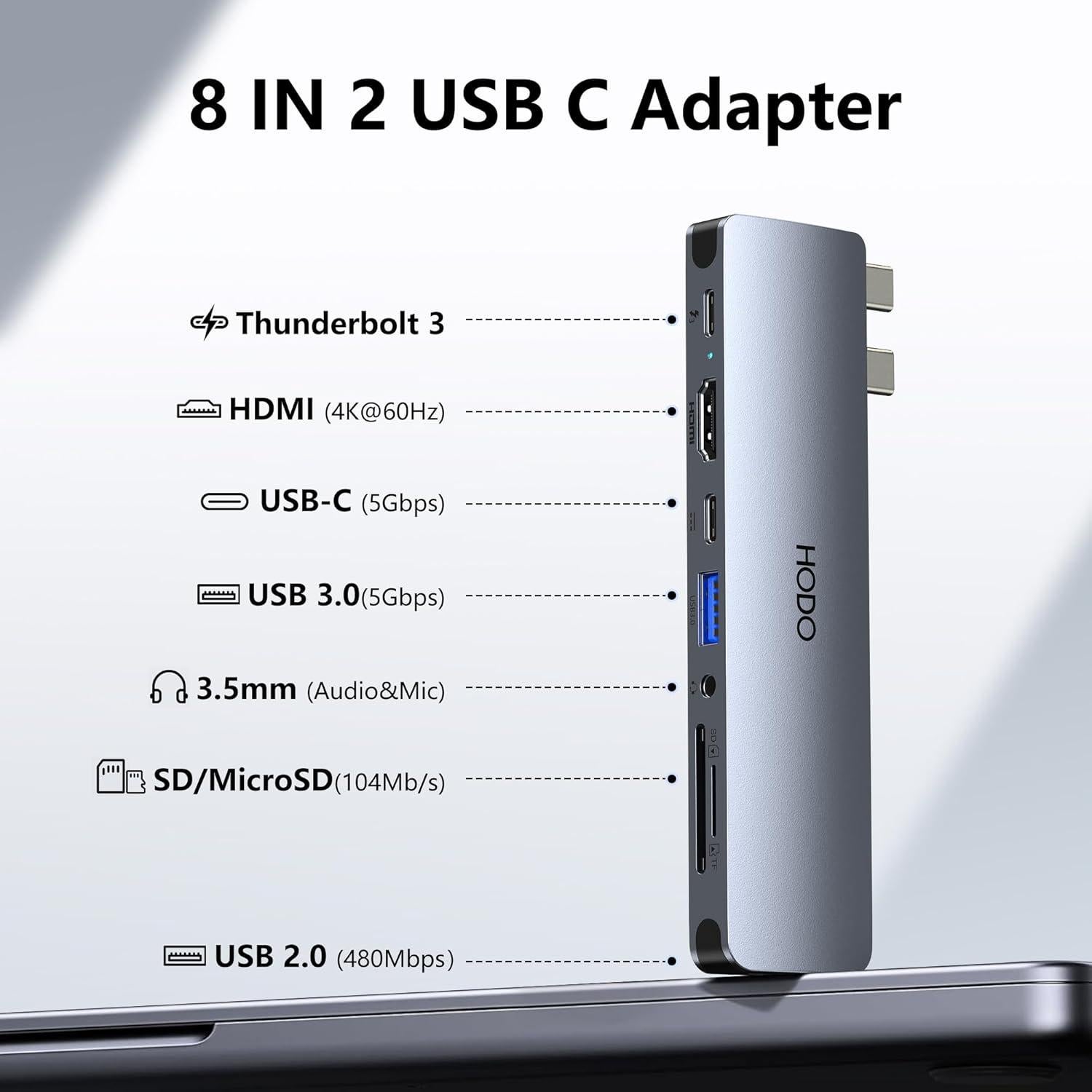 Adaptador USB C Hub HDMI HODO para MacBook Pro/Air 4K