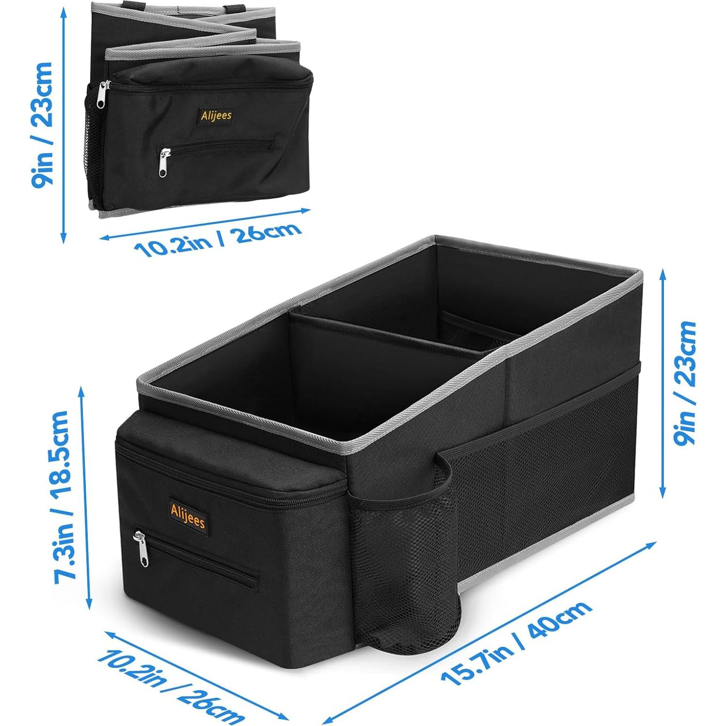 Organizador de Asiento de Coche Alijees Negro con Portavasos