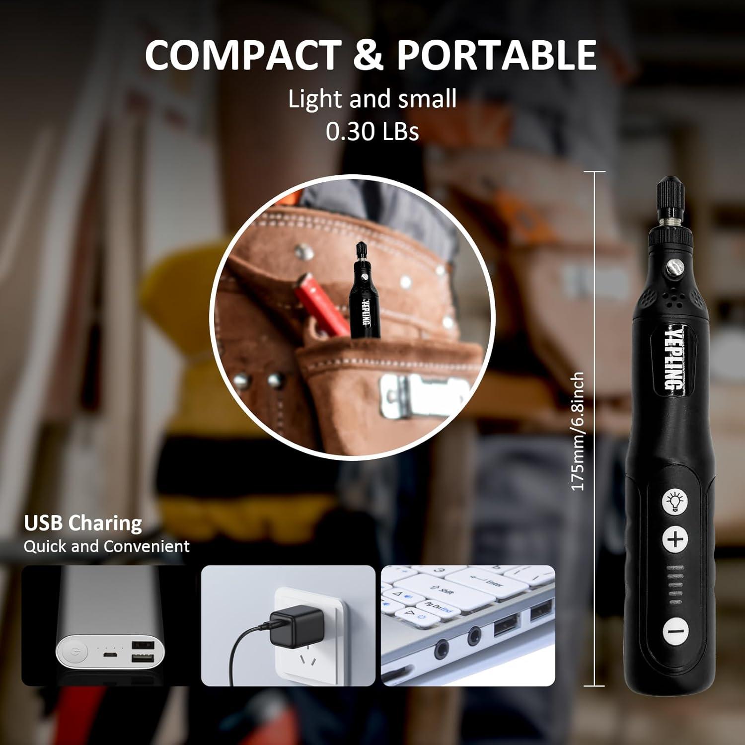 Mini Amoladora Eléctrica Inalámbrica YEPLING 3.7V 72 Accesorios