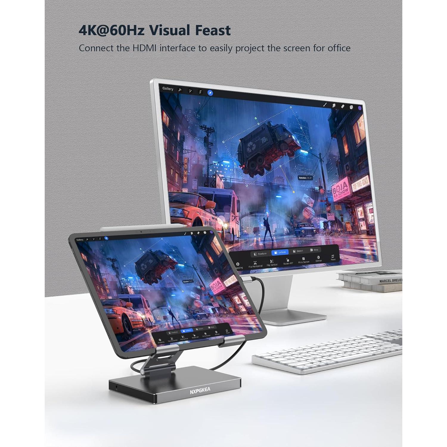 Soporte Hub USB C NXPGKEA 8 en 1 para iPad Pro 4K 60Hz