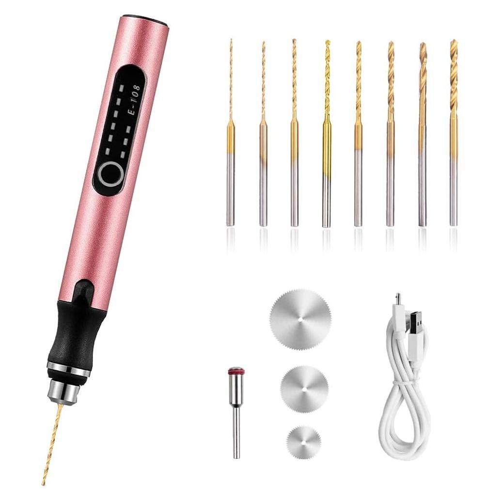 Mini Taladro Eléctrico Inalámbrico VQVYBXN Rosa 3 Velocidades