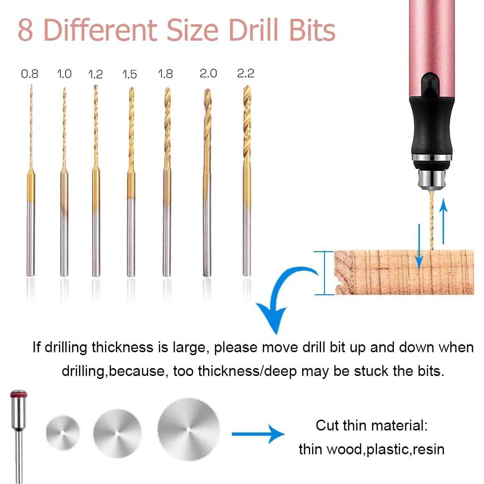 Mini Taladro Eléctrico Inalámbrico VQVYBXN Rosa 3 Velocidades