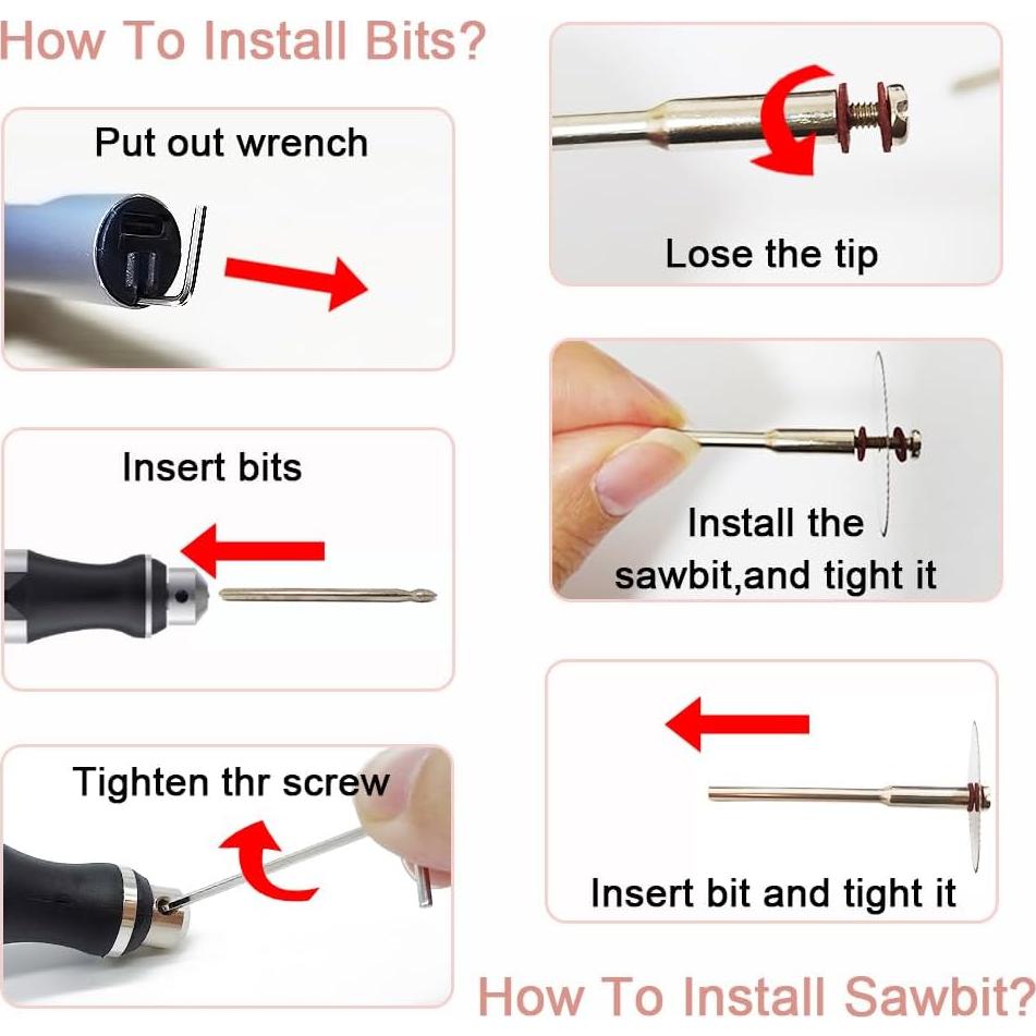 Mini Taladro Eléctrico Inalámbrico VQVYBXN Rosa 3 Velocidades