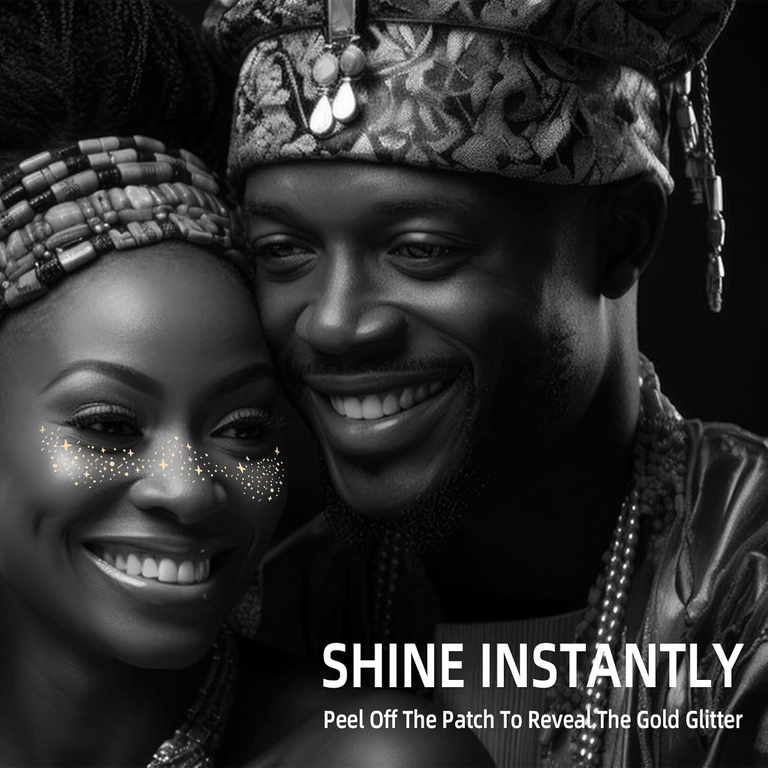 Tatuaje Facial de Pecas Brillantes Doradas Sokfone - 8 Pcs