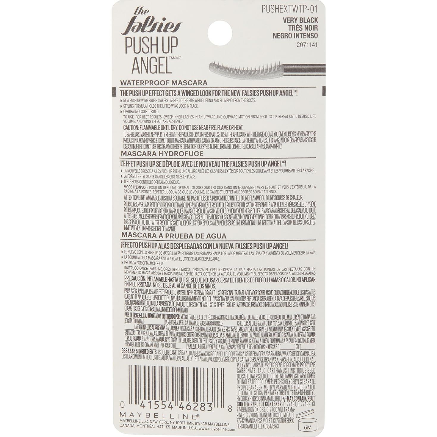 Máscara Maybelline The Falsies Push Up Angel a Prueba de Agua 18g