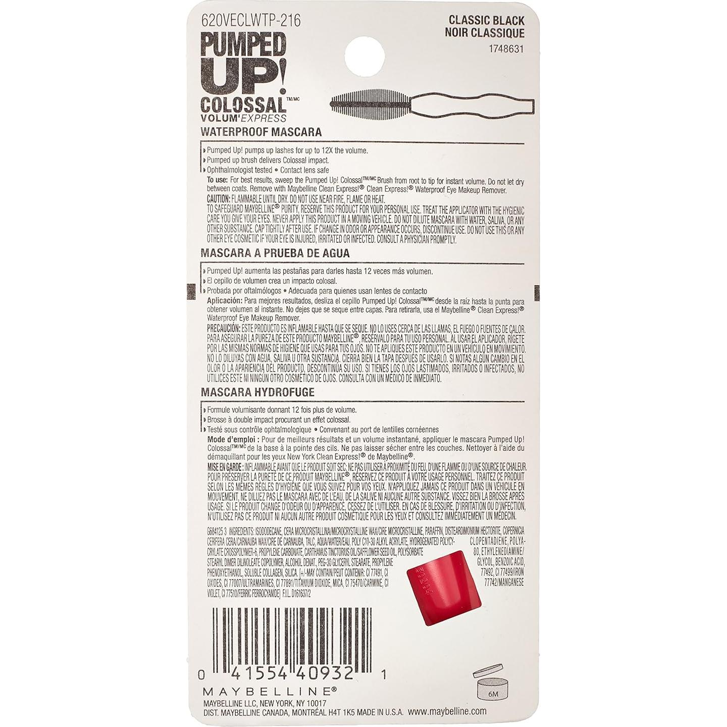 Máscara Volum' Express Pumped Up! Colossal Maybelline 9.46 ml