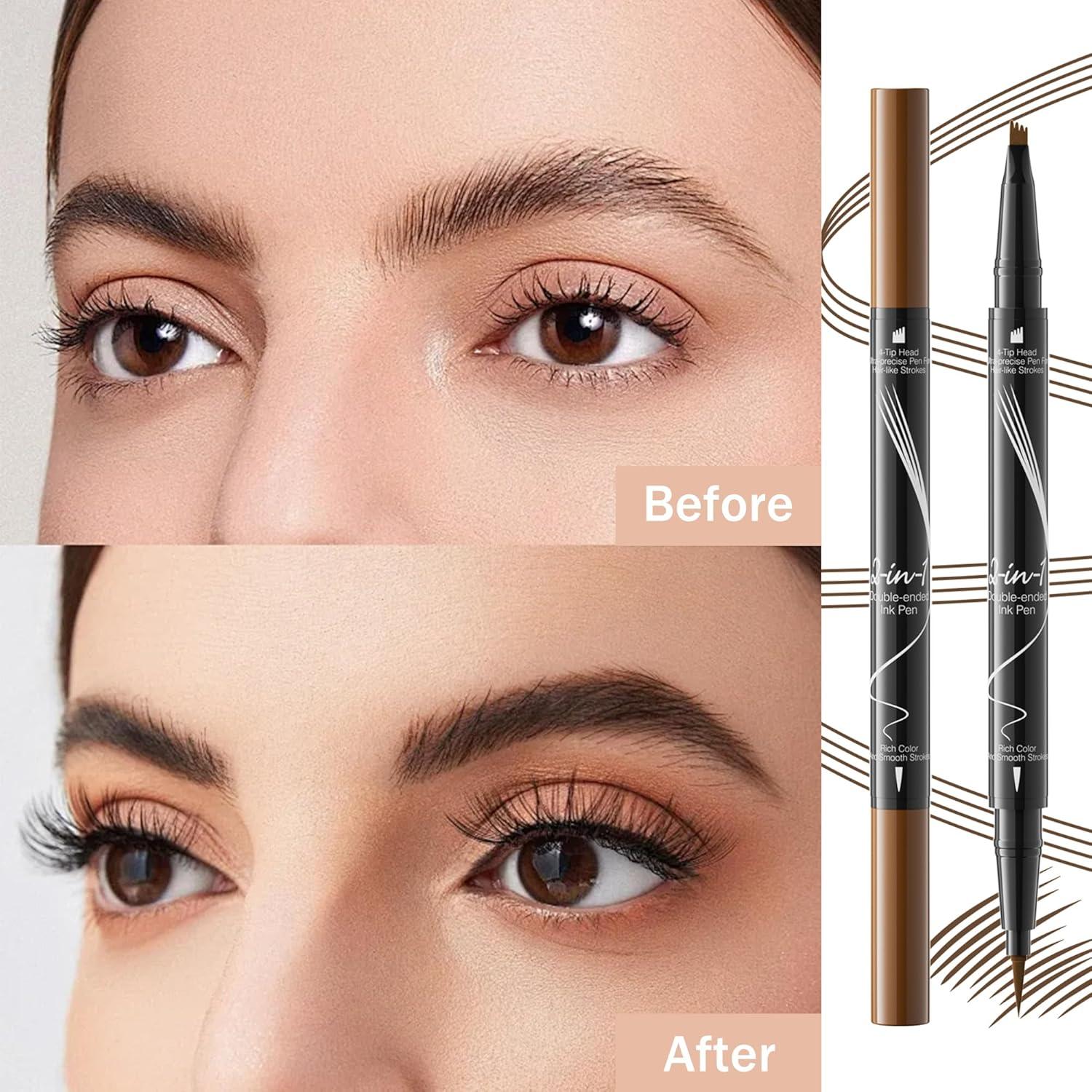 Lápiz de Cejas Microblading Liayozl Marrón Oscuro 2-en-1