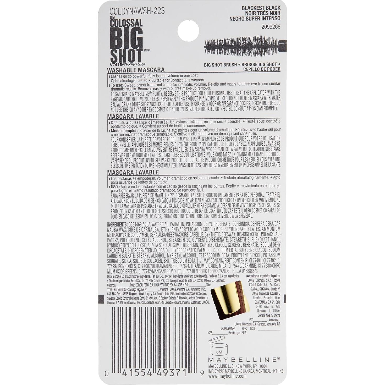 Máscara de Pestañas Maybelline Colossal Big Shot 9.75 ml