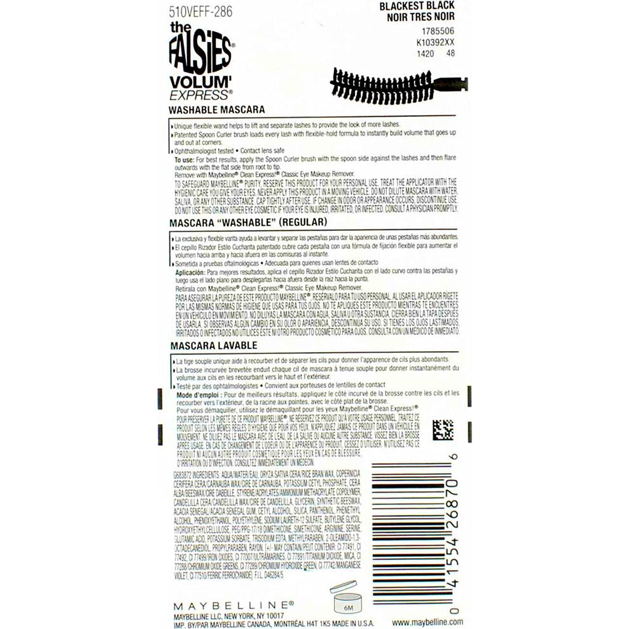 Máscara Lavable Maybelline Volum' Express La Falsies Flared