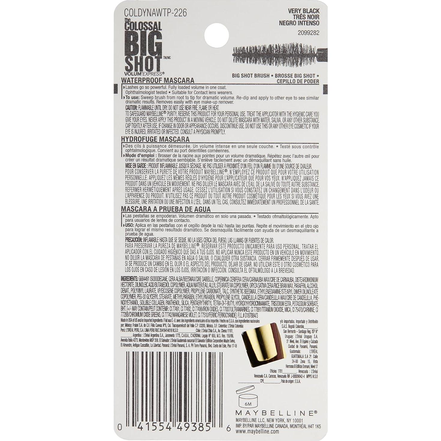 Máscara de Pestañas Maybelline Colossal Big Shot 9.46 ml