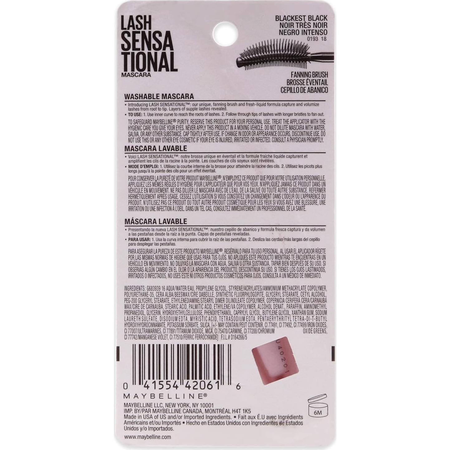 Máscara Lavable Maybelline Lash Sensational y Sky High