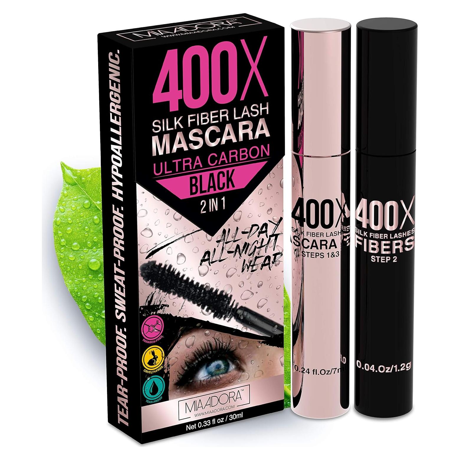 Máscara de Pestañas Mia Adora 400X - Volumen y Longitud Ultra Negro