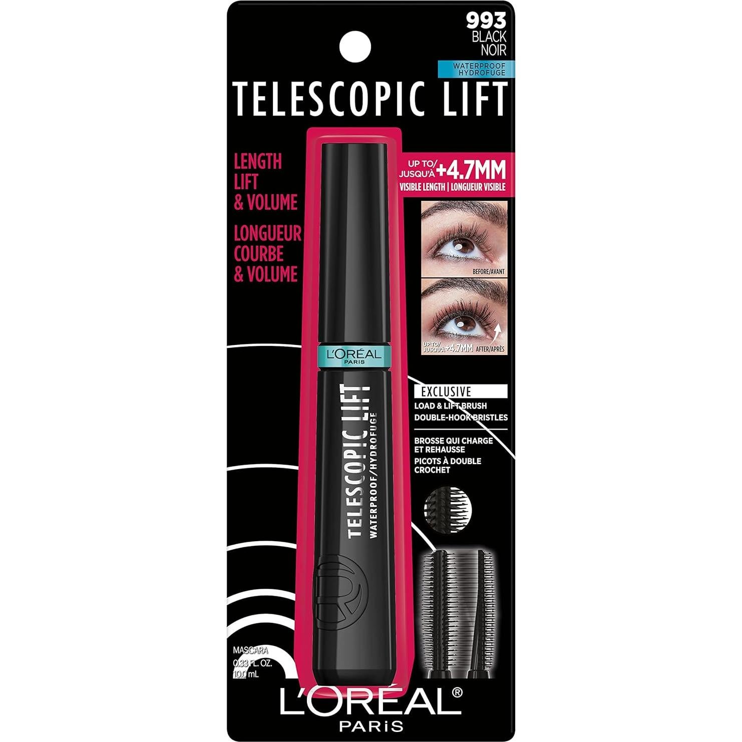 Máscara Telescópica Lift L'Oreal Paris 9.73 ml Negro Impermeable