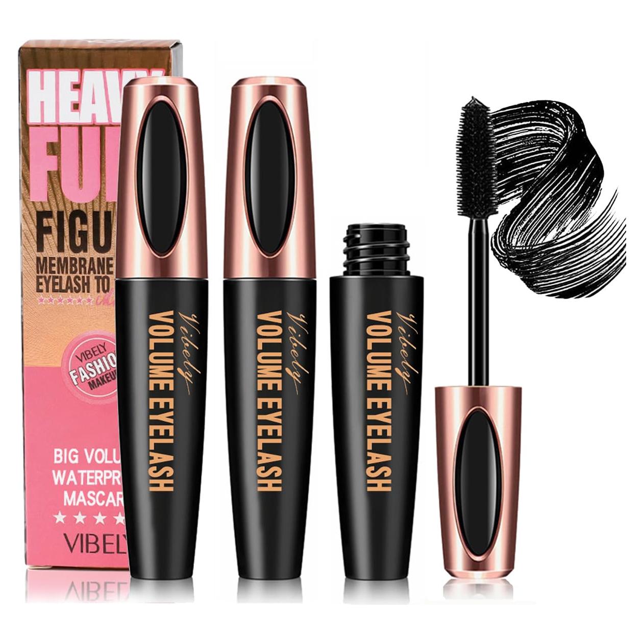 Máscara de Pestañas 4D FYEBOO - Resistente al Agua, Natural, 2 Paquetes
