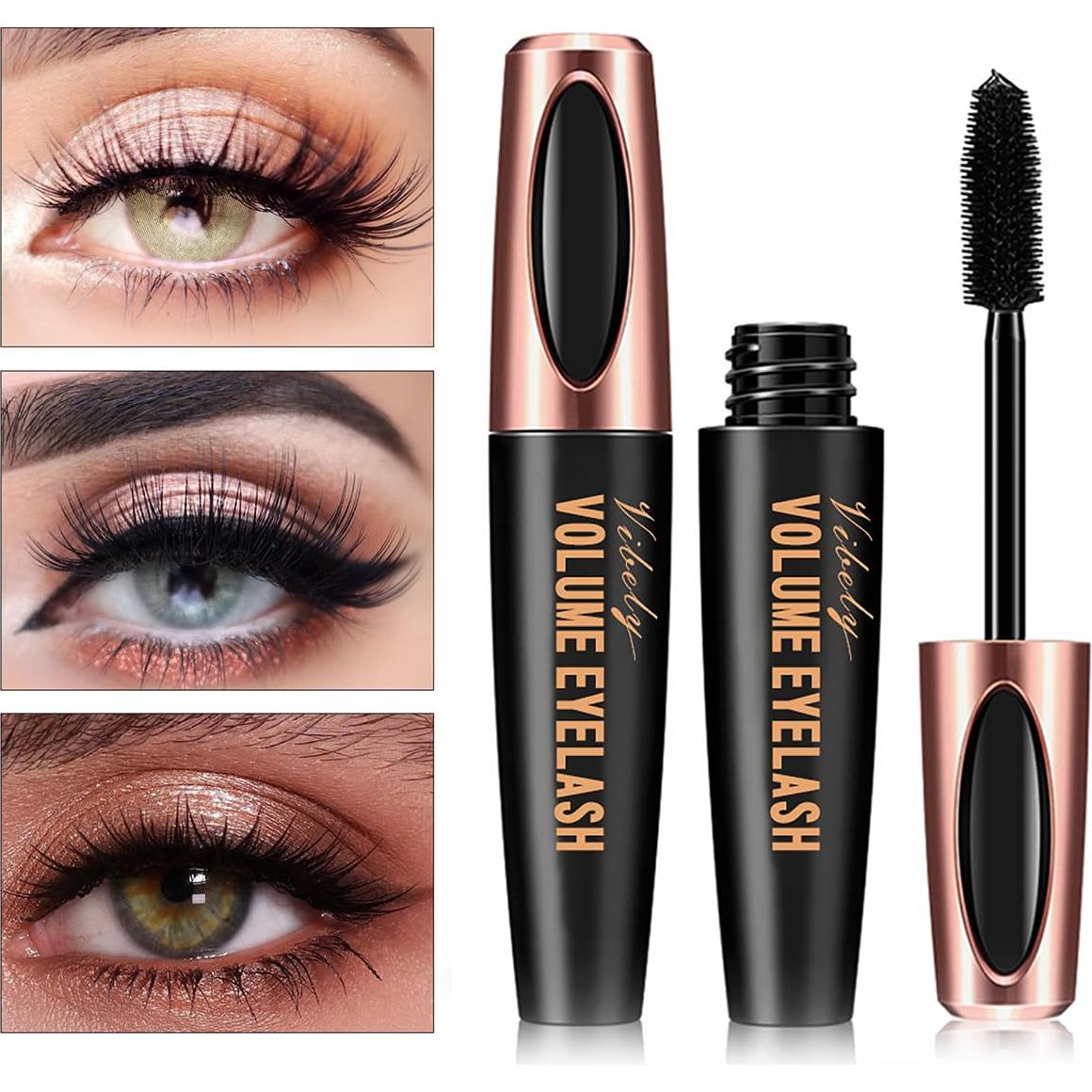 Máscara de Pestañas 4D FYEBOO - Resistente al Agua, Natural, 2 Paquetes