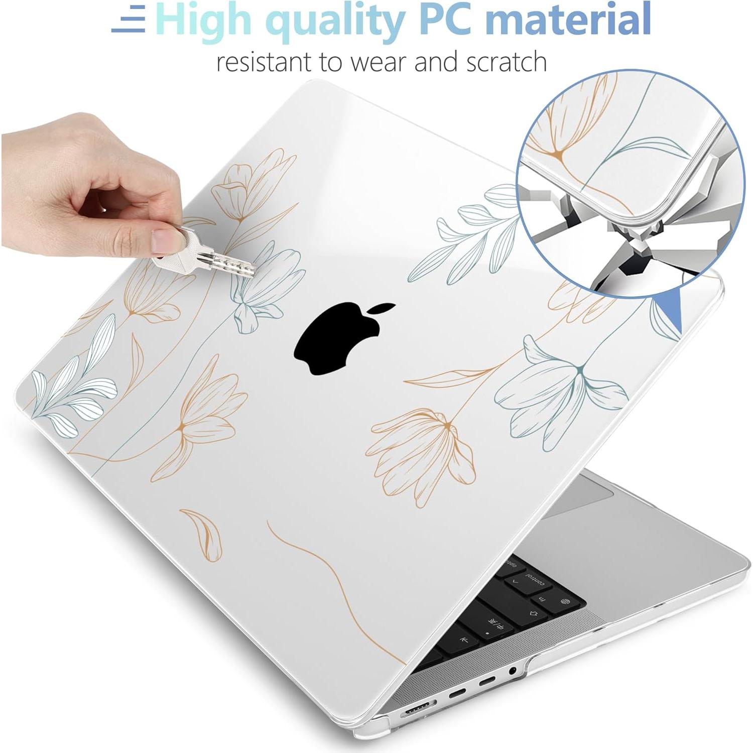 Funda MEEgoodo para MacBook Pro 16" 2024 Floral con Accesorios