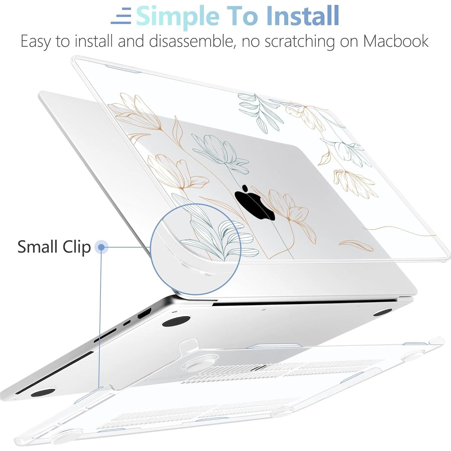 Funda MEEgoodo para MacBook Pro 16" 2024 Floral con Accesorios