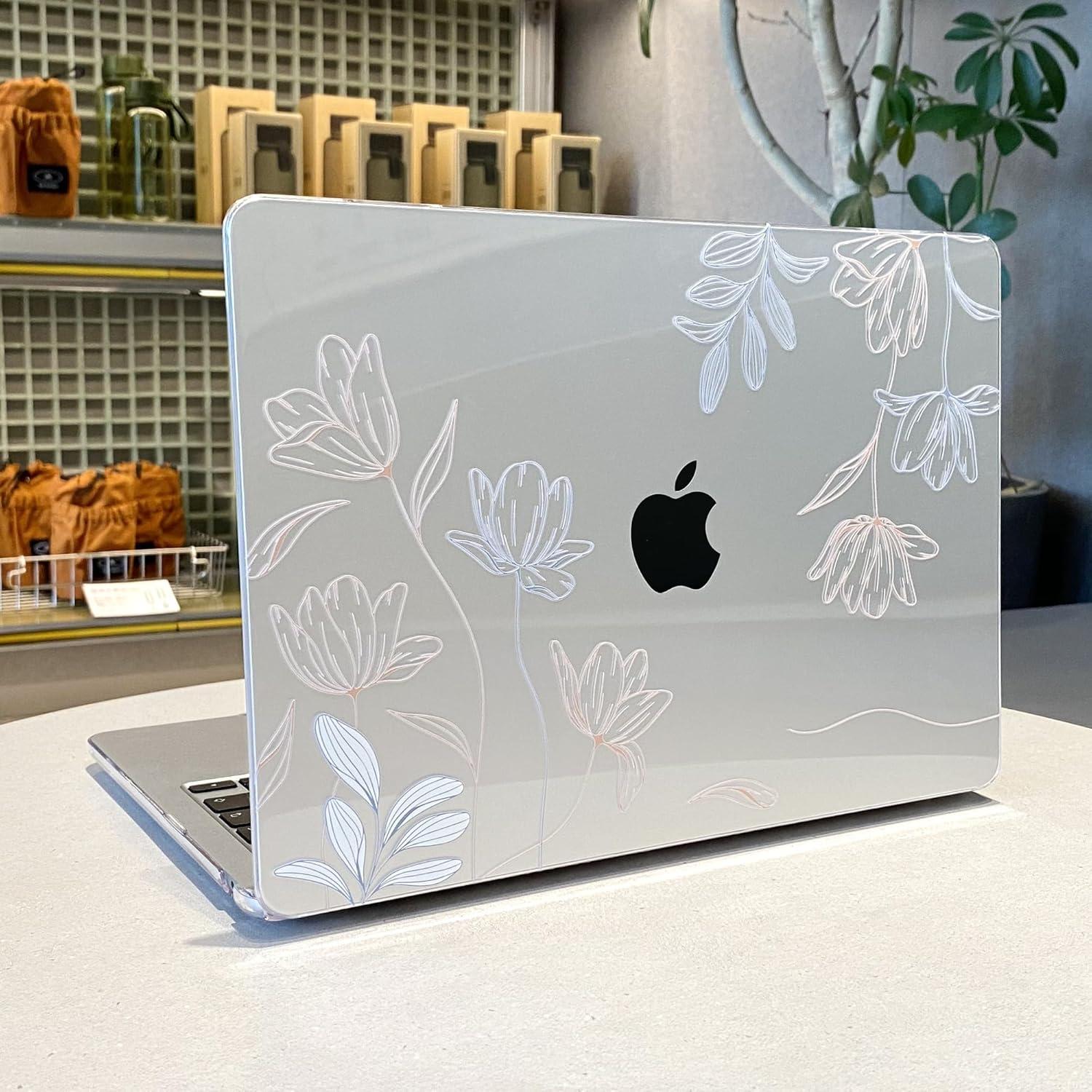 Funda MEEgoodo para MacBook Pro 16" 2024 Floral con Accesorios